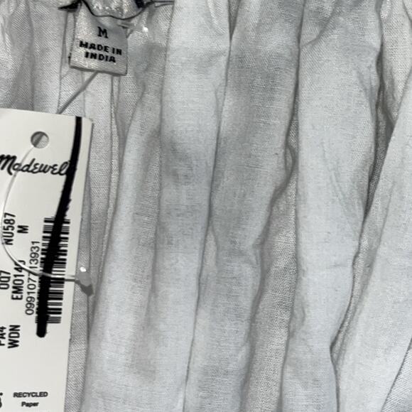 NWT Madewell Embroidered V-Neck Midi Dress Size Medium Bandana White Black Lace - Picture 5 of 8